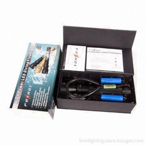 Super Bright Cree XM-L Scuba Diving Flashlight, 2 x 18650 lithium Batteries